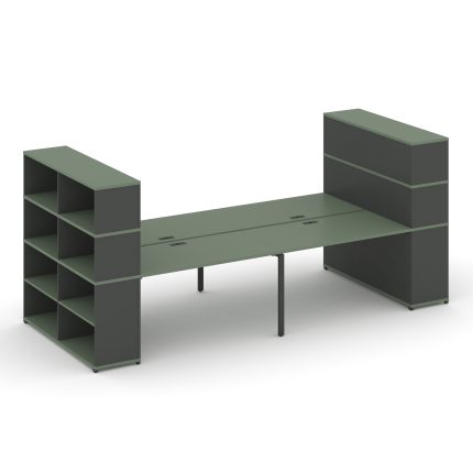 Concept Рабочая станция с опорными стеллажами с надставкой выс. CN.DRS-259 Кобо/Антрацит/Металл Антр