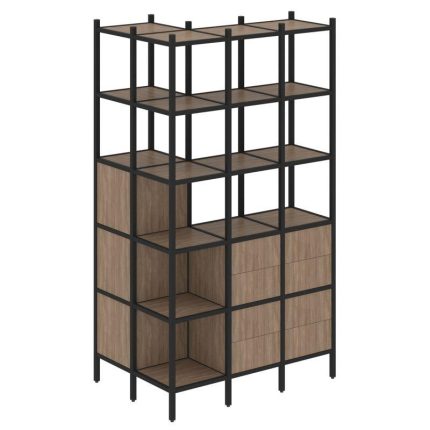 Loft Угловой внешний стеллаж наборный VR.L-54 Дуб Аризона/Металл Черный 862*1278*2280