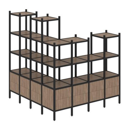 Loft Угловой внешний стеллаж наборный VR.L-55 Дуб Аризона/Металл Черный 1694*1694*1869