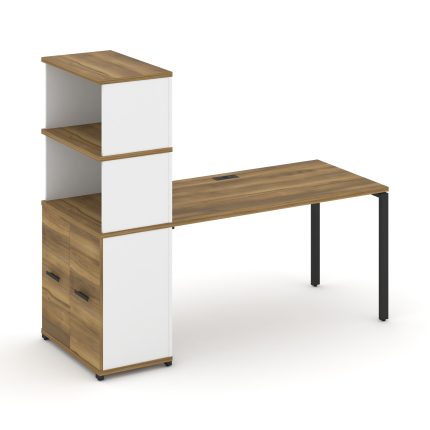 Concept Стол рабочий с опорным распаш. шкафом с надставкой выс. CN.SP-231 B Сандал Янтарный/Белый Бр