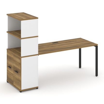 Concept Стол рабочий с опорным распаш. шкафом с надставкой выс. CN.SP-232 B Сандал Янтарный/Белый Бр