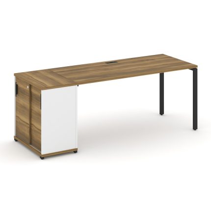 Concept Стол рабочий с опорным шкафом-купе CN.SP-236 B Сандал Янтарный/Белый Бриллиант/Металл Черный