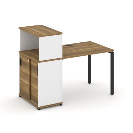 Concept Стол рабочий с опорным шкафом-купе с надставкой низ. CN.SP-237 B Сандал Янтарный/Белый Брилл