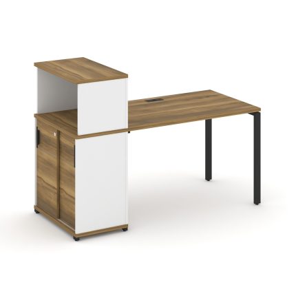 Concept Стол рабочий с опорным шкафом-купе с надставкой низ. CN.SP-238 B Сандал Янтарный/Белый Брилл