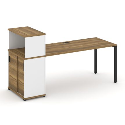 Concept Стол рабочий с опорным шкафом-купе с надставкой низ. CN.SP-240 B Сандал Янтарный/Белый Брилл