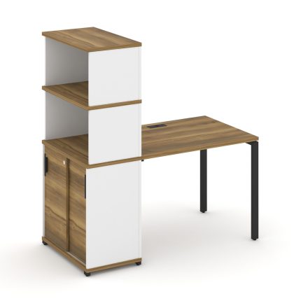 Concept Стол рабочий с опорным шкафом-купе с надставкой выс. CN.SP-241 B Сандал Янтарный/Белый Брилл