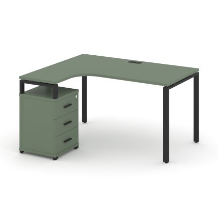 Concept Стол эргономичный с опорной тумбой CN.SA-305(L) B Кобо/Металл Черный 1380*1180/1546*750