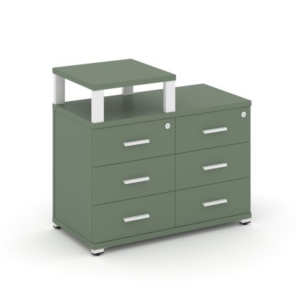 Concept Тумба приставная широкая 6 ящ. с надставкой узкой CN.TSP-008 W Кобо/Металл Белый 836*420*750