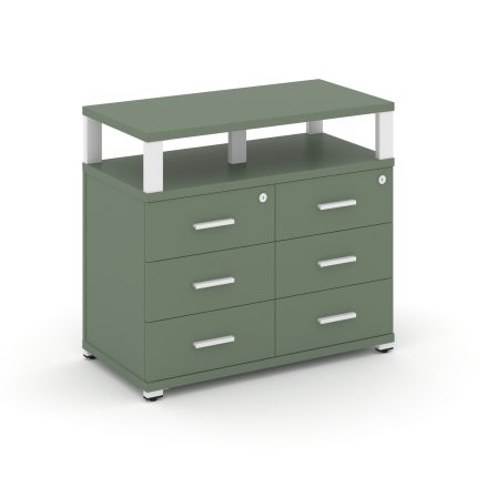 Concept Тумба приставная широкая 6 ящ. с надставкой широкой CN.TSP-009 W Кобо/Металл Белый 836*420*7