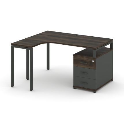 Concept Стол эргономичный с опорной тумбой CN.SA-301(L) A Дуб Мали/Антрацит/Металл Антрацит 1380/174