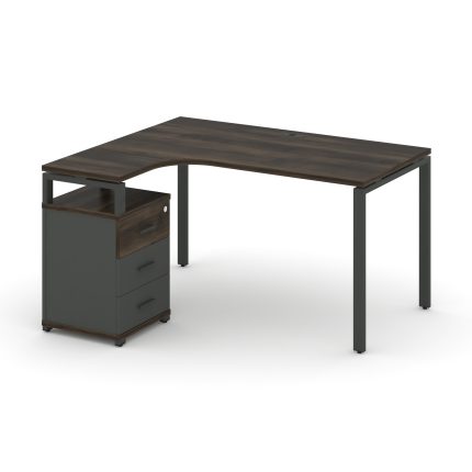 Concept Стол эргономичный с опорной тумбой CN.SA-307(L) A Дуб Мали/Антрацит/Металл Антрацит 1580*118