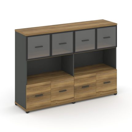 Concept Шкаф 2 широкие секции, 3 ниши CN.STS-325 RPB A Сандал Янтарный/Антрацит/Металл Антрацит/Проз