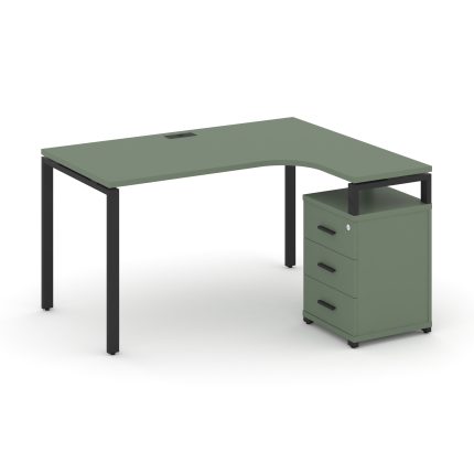 Concept Стол эргономичный с опорной тумбой CN.SA-305(R) B Кобо/Металл Черный 1380*1180/1546*750