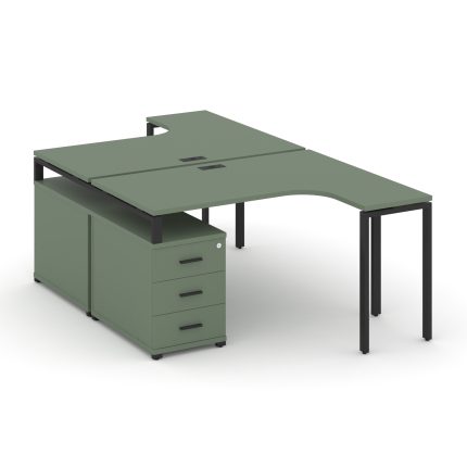 Concept Рабочая станция с двойной опорной тумбой CN.DSA-302 B Кобо/Металл Черный 1580/1946*2400*750