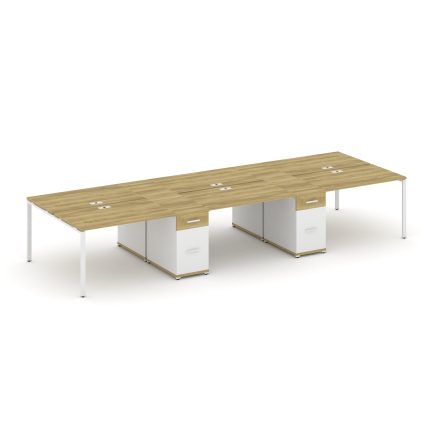 Concept Рабочая станция 6 мест с 2 опорными тумбами CN.DRS-454 W Дуб Винченцо/Белый Бриллиант/Металл