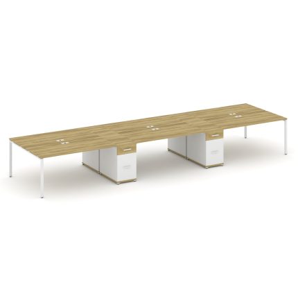 Concept Рабочая станция 6 мест с 2 опорными тумбами CN.DRS-456 W Дуб Винченцо/Белый Бриллиант/Металл
