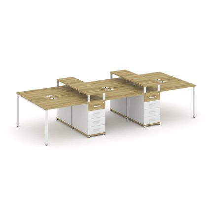 Concept Рабочая станция 6 мест с 2 опорными тумбами CN.DRS-465 W Дуб Винченцо/Белый Бриллиант/Металл