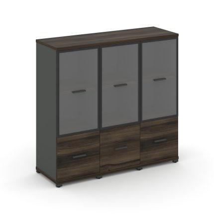 Concept Шкаф 3 узкие секции, 3 ниши CN.STU-332 RPB A Дуб Мали/Антрацит/Металл Антрацит/Прозрачный 12