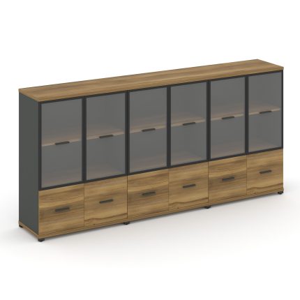 Concept Шкаф 3 широкие секции, 3 ниши CN.STS-332 RPB A Сандал Янтарный/Антрацит/Металл Антрацит/Проз