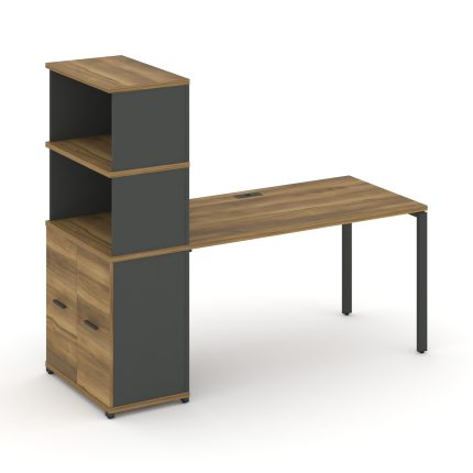 Concept Стол рабочий с опорным распаш. шкафом с надставкой выс. CN.SP-232 A Сандал Янтарный/Антрацит