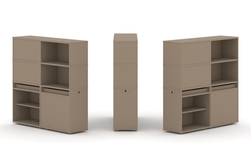 Estetica Набор №16. Тумба двойная+высокая надставка ES.NB.2V-16 Латте 1500*410*1520