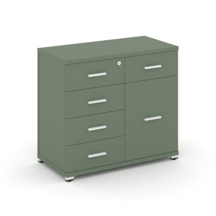 Concept Тумба приставная широкая 5 ящ.+1 распаш. фасад CN.TSP-016 W Кобо/Металл Белый 836*420*750