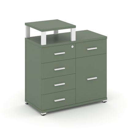 Concept Тумба приставная широкая 5 ящ.+1 распаш. фасад с надставкой узкой CN.TSP-017 W Кобо/Металл Б