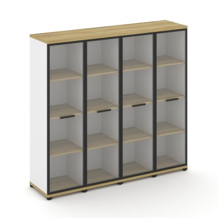 Concept Шкаф 4 узкие секции, 4 ниши CN.STU-446 RPB B Дуб Винченцо/Белый Бриллиант/Металл Черный/Проз