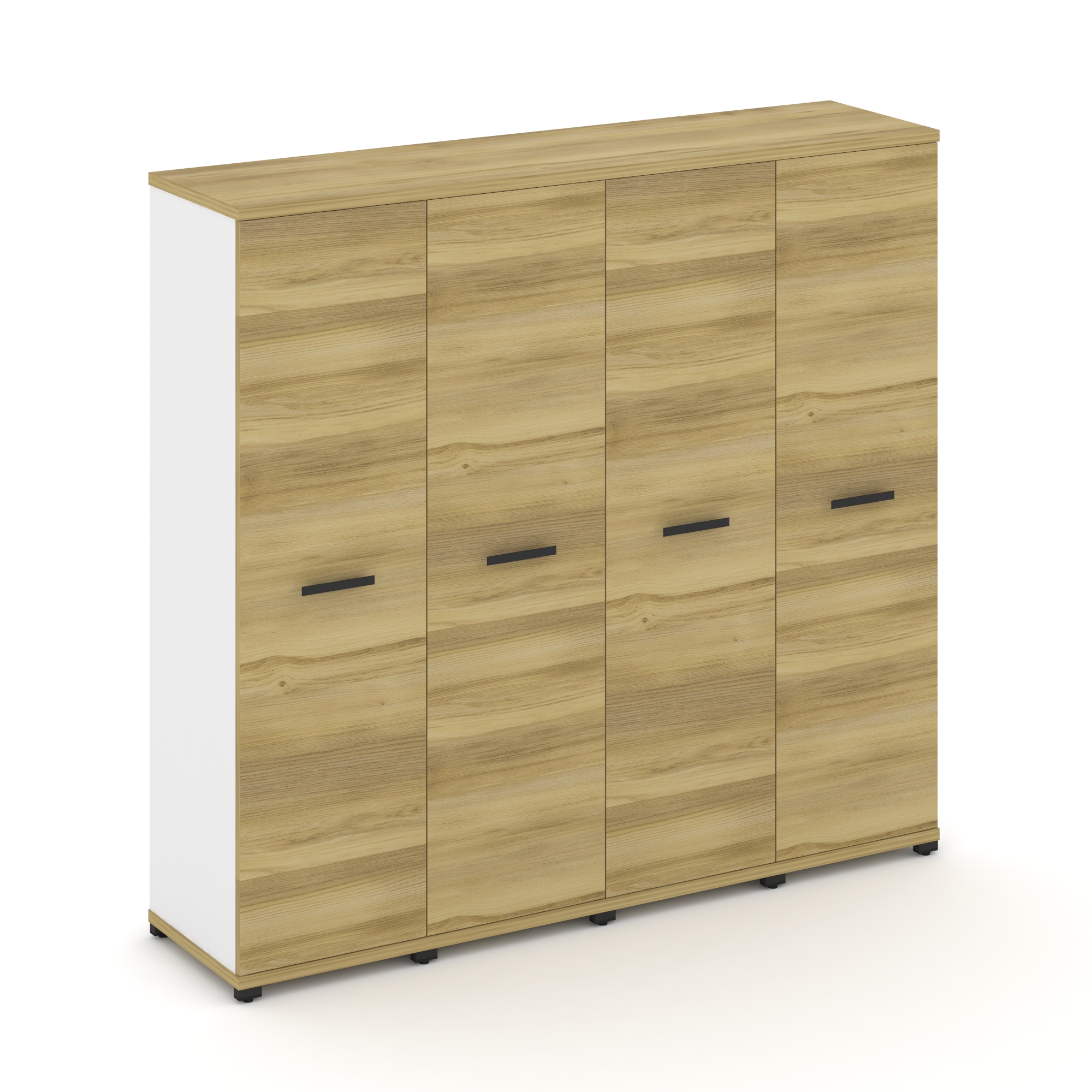 Concept Шкаф 4 узкие секции, 4 ниши CN.STU-446 B Дуб Винченцо/Белый Бриллиант/Металл Черный 1668*420