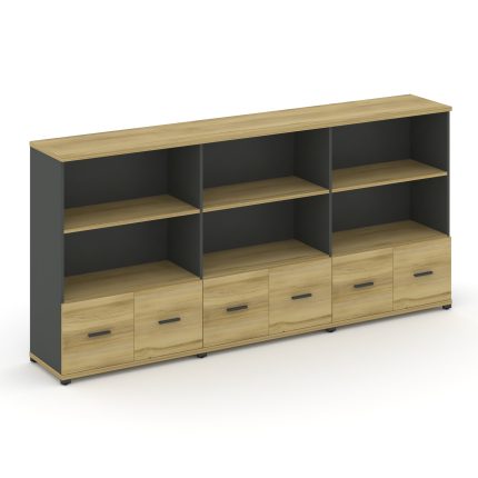 Concept Шкаф 3 широкие секции, 3 ниши CN.STS-331 A Дуб Винченцо/Антрацит/Металл Антрацит 2500*420*11