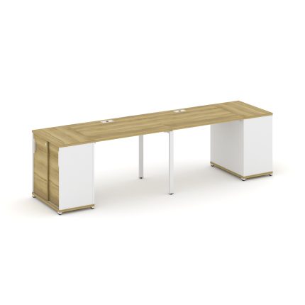 Concept Рабочая станция с опорными шкафом-купе CN.ORS-233 W Дуб Винченцо/Белый Бриллиант/Металл Белы