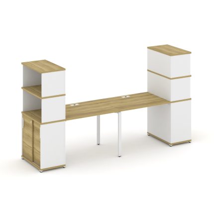 Concept Рабочая станция с опорными шкафом-купе с надставкой выс. CN.ORS-241 W Дуб Винченцо/Белый Бри
