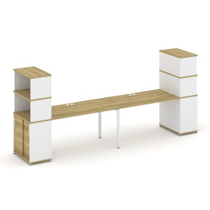 Concept Рабочая станция с опорными шкафом-купе с надставкой выс. CN.ORS-243 W Дуб Винченцо/Белый Бри