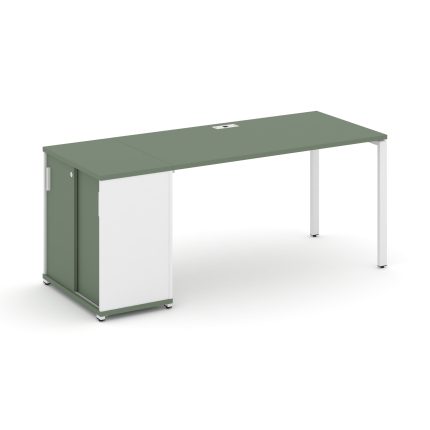 Concept Стол рабочий с опорным шкафом-купе CN.SP-235 W Кобо/Белый Бриллиант/Металл Белый 1800*720*75