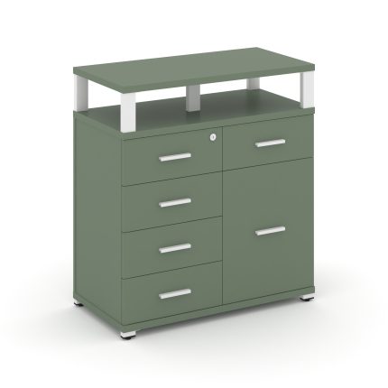 Concept Тумба приставная широкая 5 ящ.+1 распаш. фасад с надставкой широкой CN.TSP-018 W Кобо/Металл