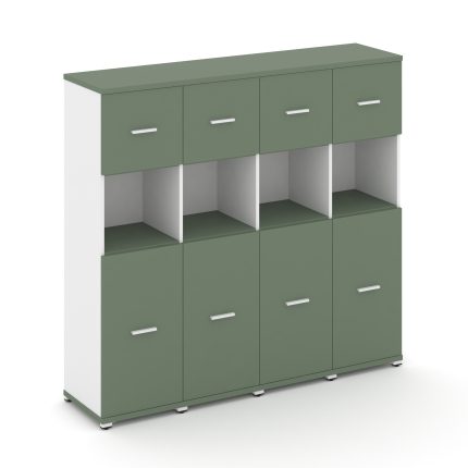 Concept Шкаф 4 узкие секции, 4 ниши CN.STU-445 W Кобо/Белый Бриллиант/Металл Белый 1668*420*1554