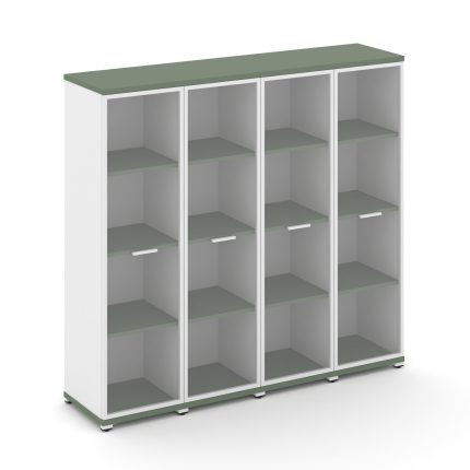 Concept Шкаф 4 узкие секции, 4 ниши CN.STU-446 RPW W Кобо/Белый Бриллиант/Металл Белый/Прозрачный 16