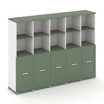 Concept Шкаф 5 узких секций, 4 ниши CN.STU-451 W Кобо/Белый Бриллиант/Металл Белый 2084*420*1554