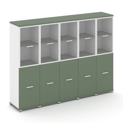 Concept Шкаф 5 узких секций, 4 ниши CN.STU-452 RPW W Кобо/Белый Бриллиант/Металл Белый/Прозрачный 20