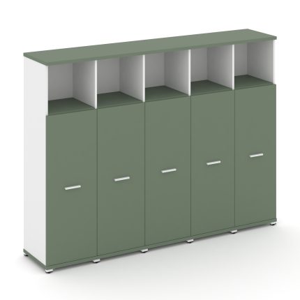 Concept Шкаф 5 узких секций, 4 ниши CN.STU-453 W Кобо/Белый Бриллиант/Металл Белый 2084*420*1554