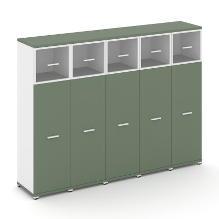 Concept Шкаф 5 узких секций, 4 ниши CN.STU-454 RPW W Кобо/Белый Бриллиант/Металл Белый/Прозрачный 20