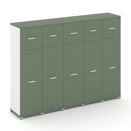 Concept Шкаф 5 узких секций, 4 ниши CN.STU-454 W Кобо/Белый Бриллиант/Металл Белый 2084*420*1554