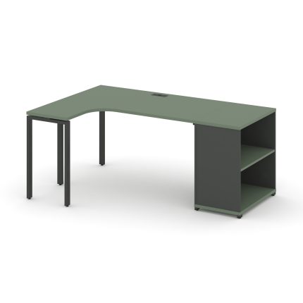 Concept Стол эргономичный опорным стеллажом CN.SA-202(L) Кобо/Антрацит/Металл Антрацит 2000*1180*750