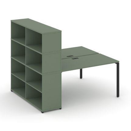 Concept Рабочая станция с опорным стеллажом с надставкой выс. CN.DRS-215 Кобо/Металл Черный 1800*148