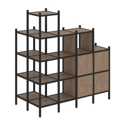 Loft Угловой внешний стеллаж наборный VR.L-58 Дуб Аризона/Металл Черный 862*1694*1869