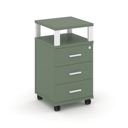 Concept Тумба мобильная 3 ящ. с надставкой CN.TUM-004 W Кобо/Металл Белый 420*420*782