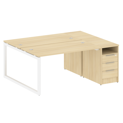 Metal System Quattro Рабочая станция с тумбой на О-образном м/к 50БО.РС-СТП-2.3 Акация Лорка/Металл