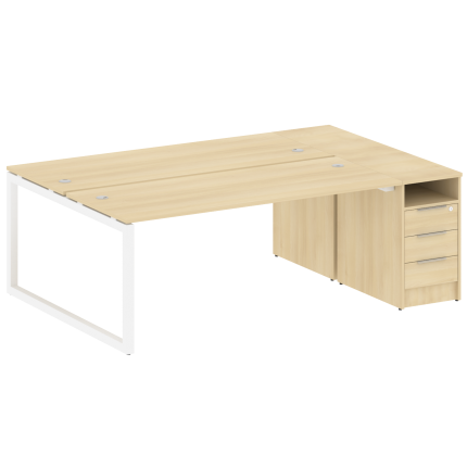 Metal System Quattro Рабочая станция с тумбой на О-образном м/к 50БО.РС-СТП-2.5 Акация Лорка/Металл