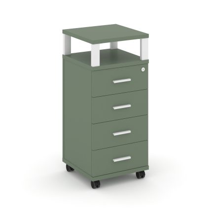 Concept Тумба мобильная 4 ящ. с надставкой CN.TUM-006 W Кобо/Металл Белый 420*420*949