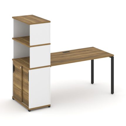 Concept Стол рабочий с опорным шкафом-купе с надставкой выс. CN.SP-243 B Сандал Янтарный/Белый Брилл